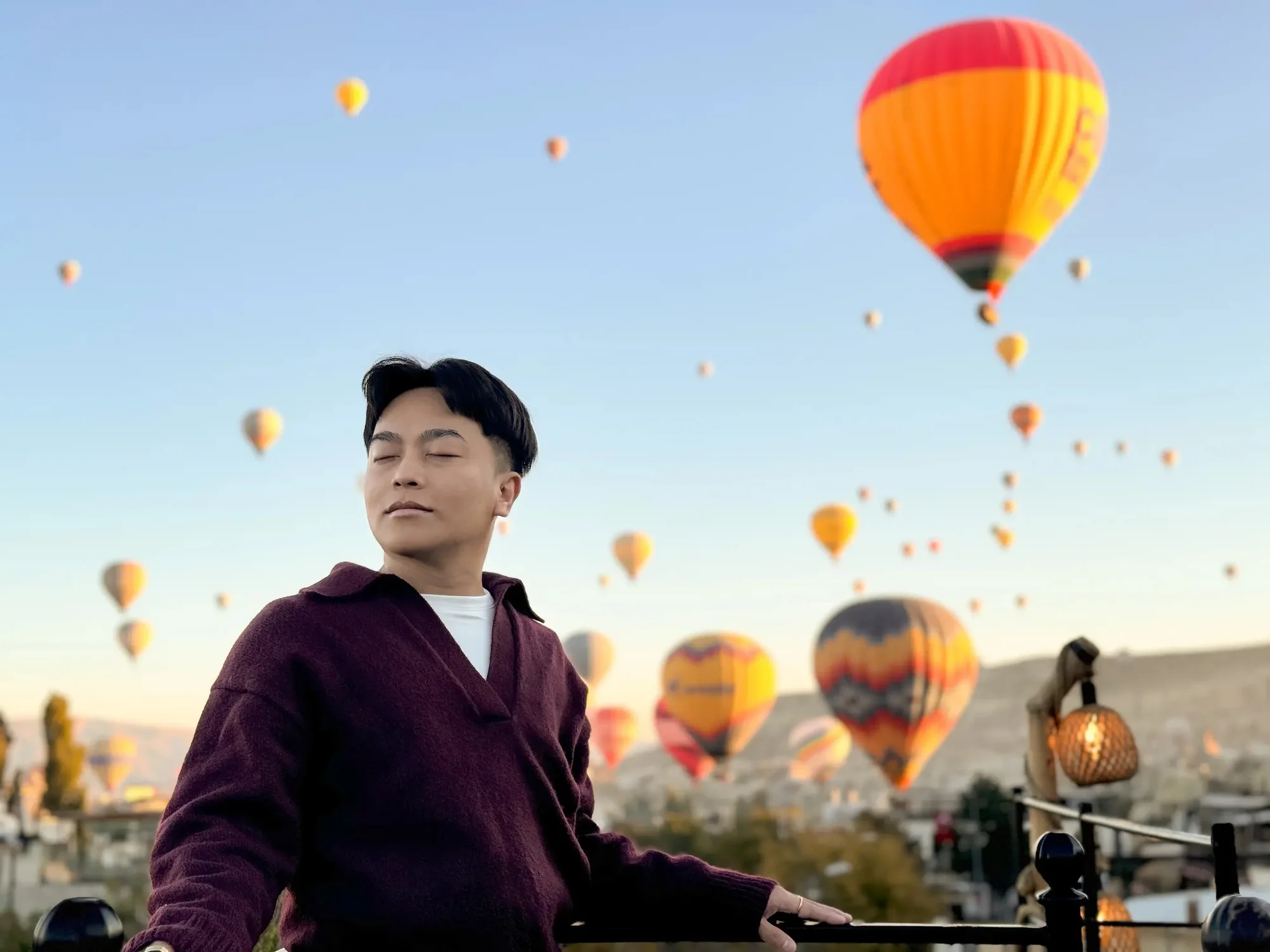 Balloons over the rooftop