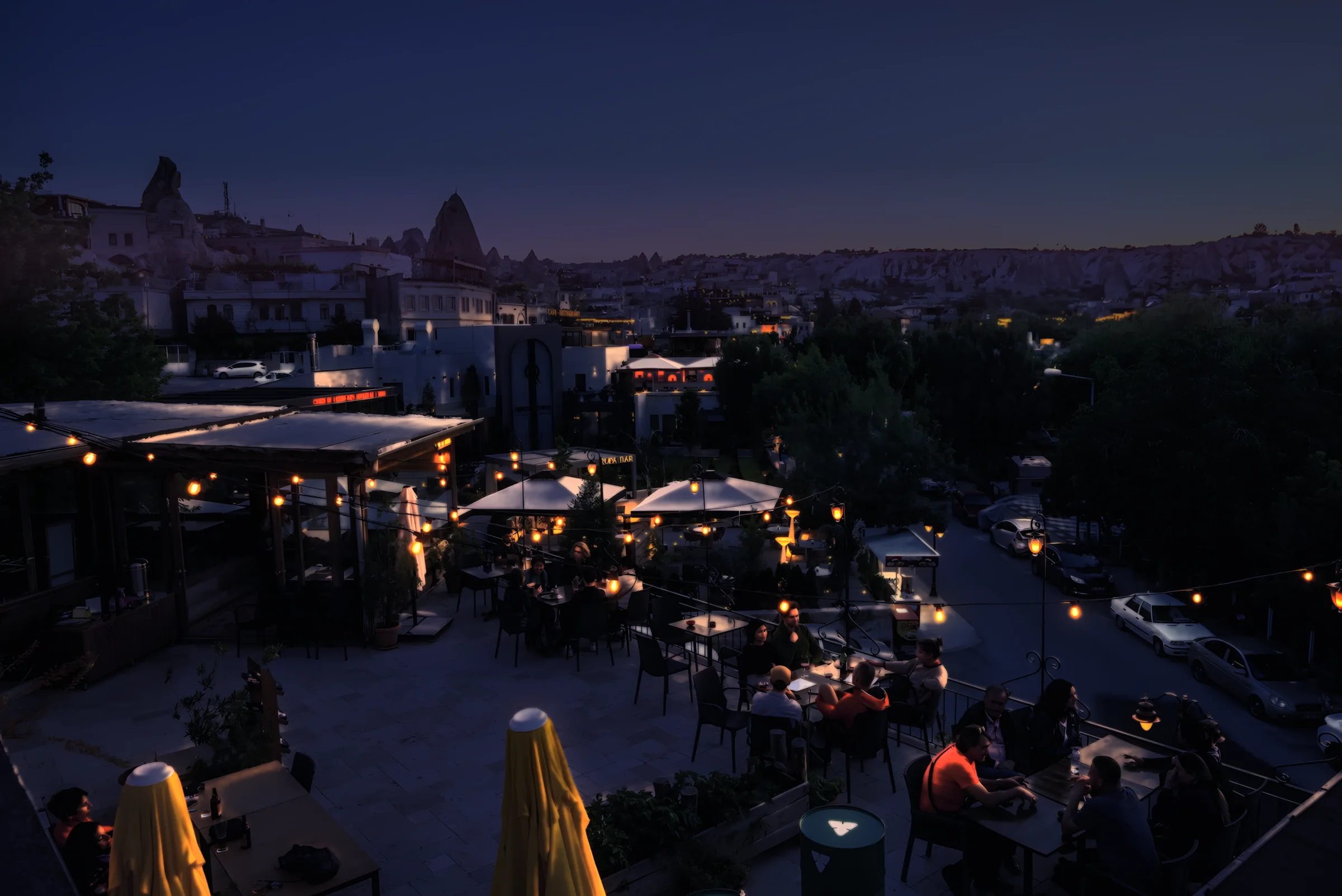 The rooftop at night